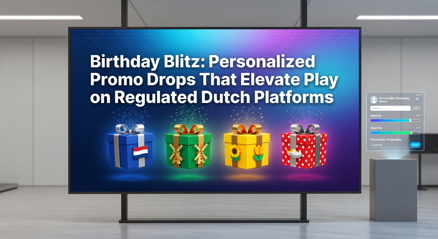 Feestelijke verjaardagsballonnen en casino chips die een gepersonaliseerde bonus promoten op een Nederlands online platform