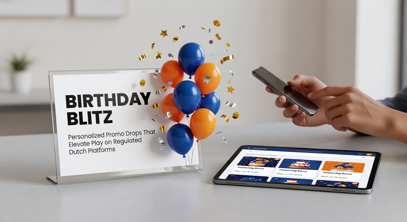 Een speler viert een verjaardag met een stortvloed aan bonuscredits en free spins op een mobiel Nederlands casino-scherm