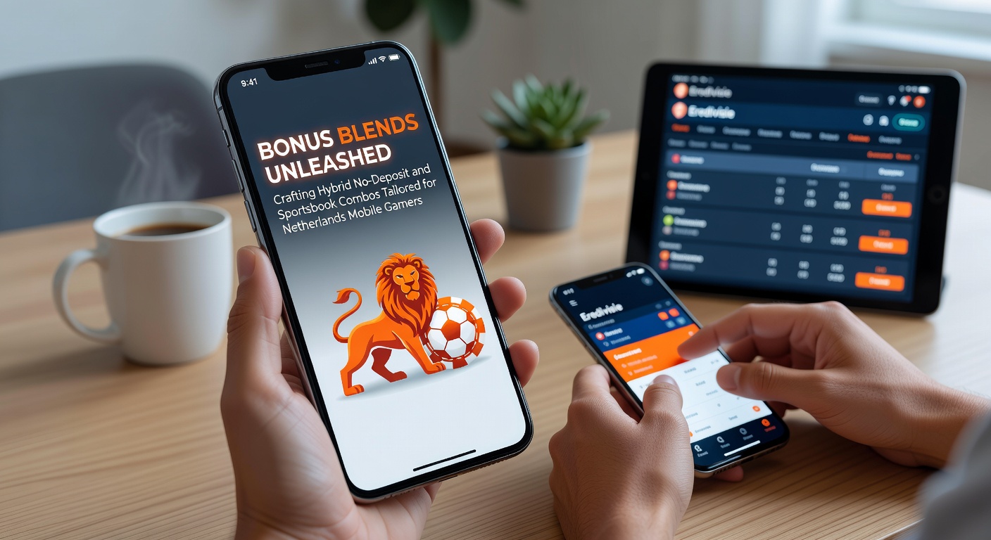Mobiele scherm met hybride bonuscombinatie van no-deposit spins en sportsbook odds voor Nederlandse spelers