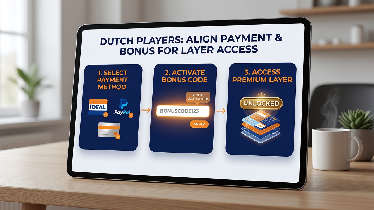 Overzicht van mobiele bonus activeringen waarbij betalingsmethoden en codes samenkomen voor no deposit, welkom en free spins beloningen