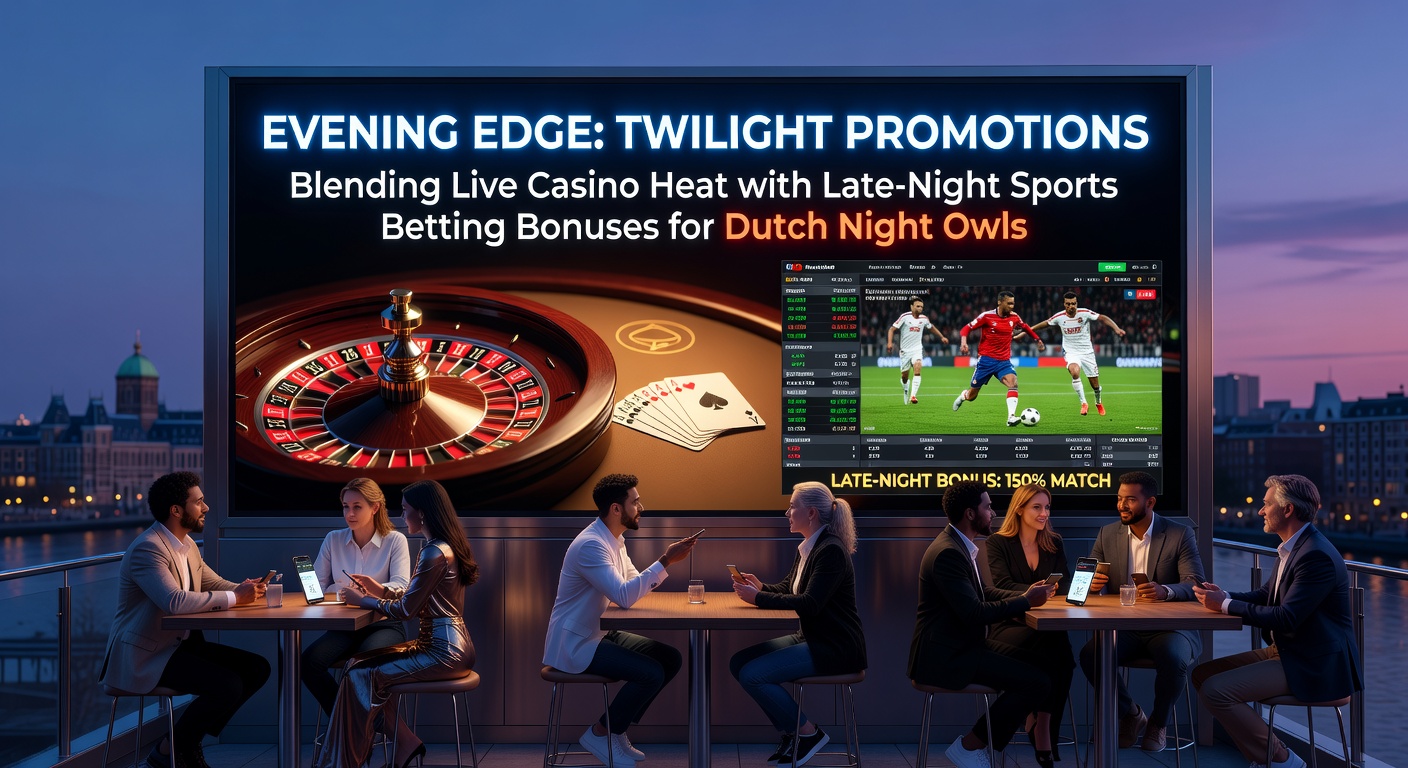 Avondscène met live casino tafels en sportweddenschappen op een digitaal scherm, ideaal voor Nederlandse nachtbrakers