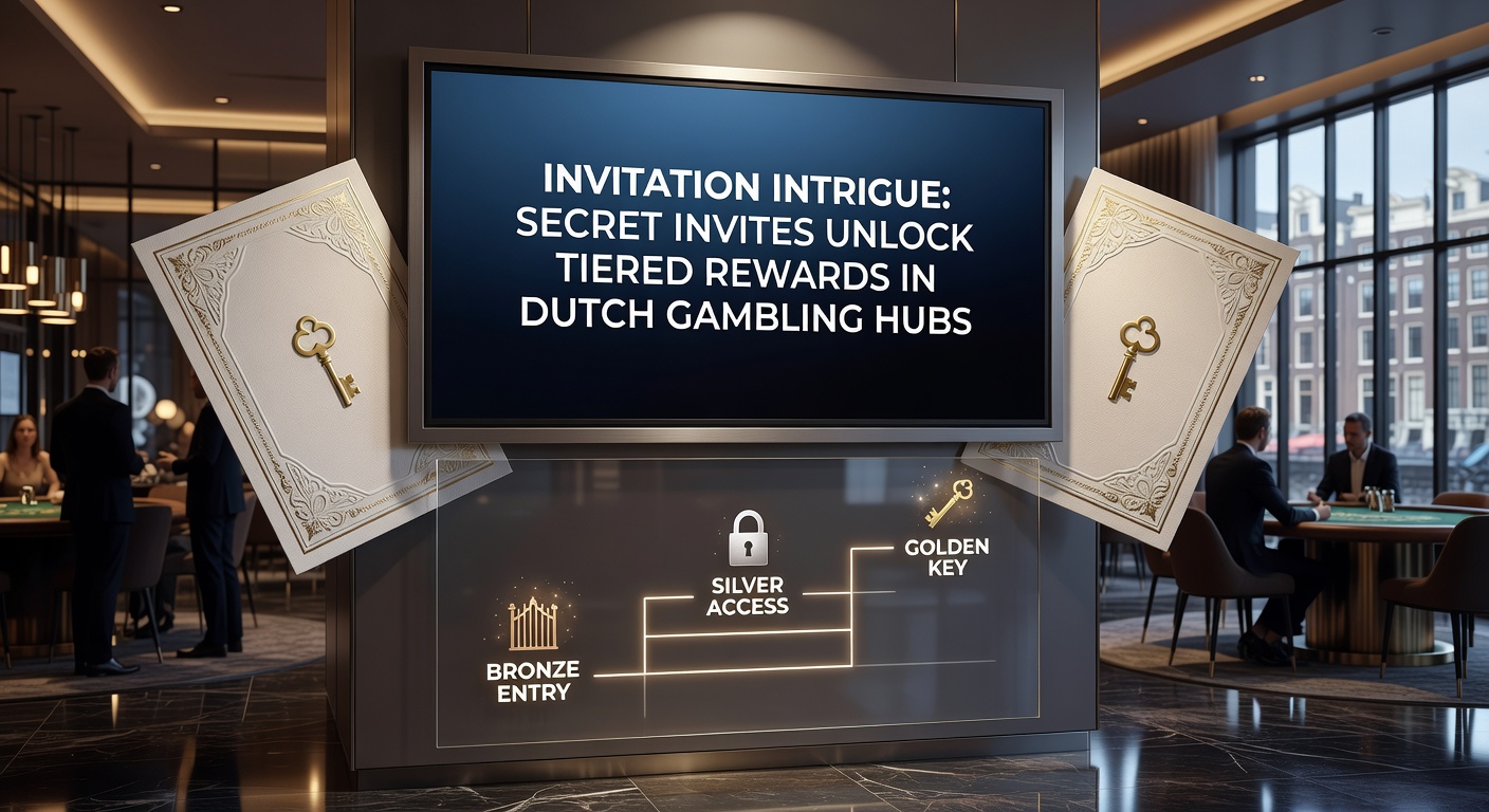 Afbeelding van een elegante uitnodiging met gouden zegel tegen een achtergrond van Nederlandse gokplatforms, symboliserend geheime toegang tot beloningen