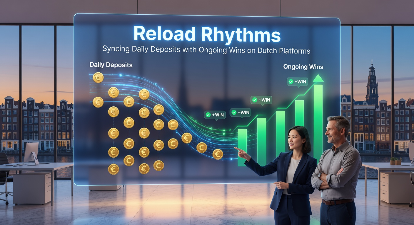 Grafiek die dagelijkse stortingspatronen toont met overlappende bonuswinsten op Nederlandse gokplatforms, inclusief pieken in april 2026 promoties