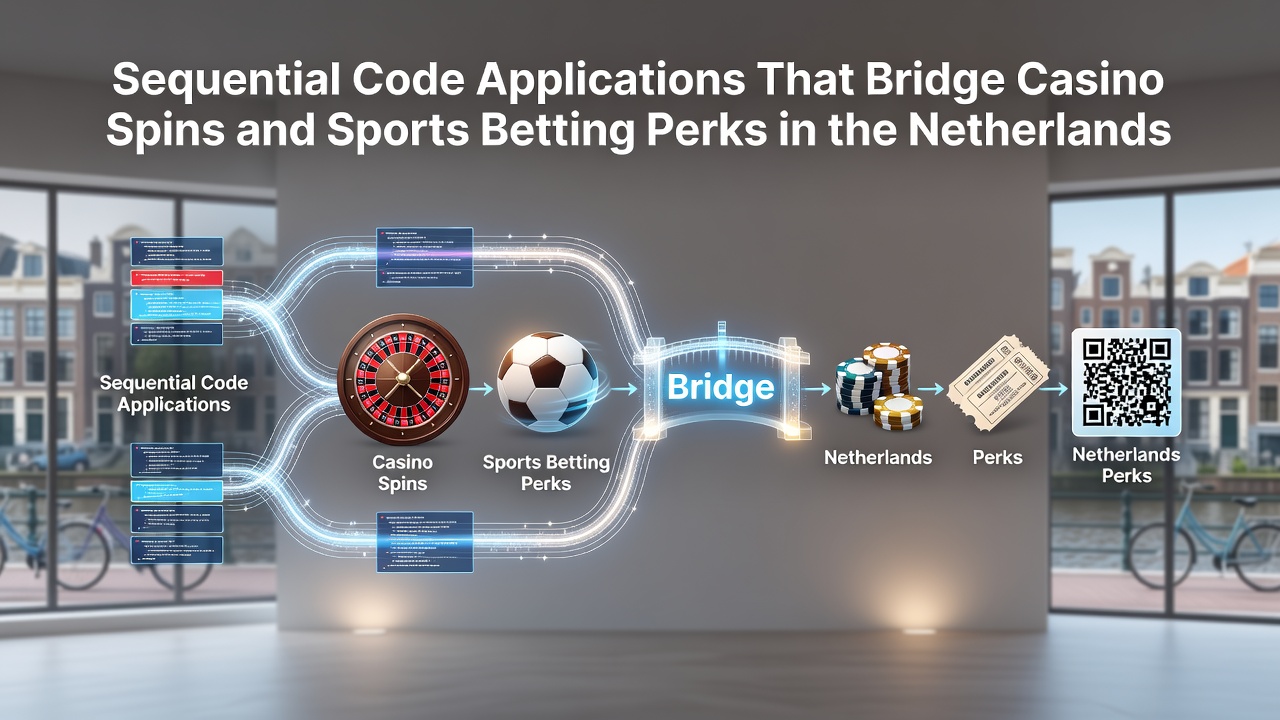 Illustratie van codeketens die casinospins en sportweddenschappen verbinden