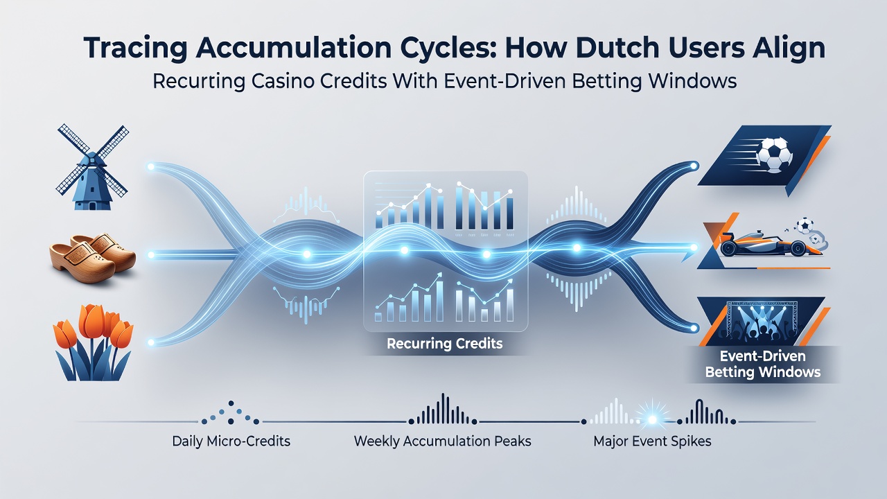 Diagram dat accumulatiecycli van casinocredits en timing met sportevenementen in Nederlandse online platforms illustreert