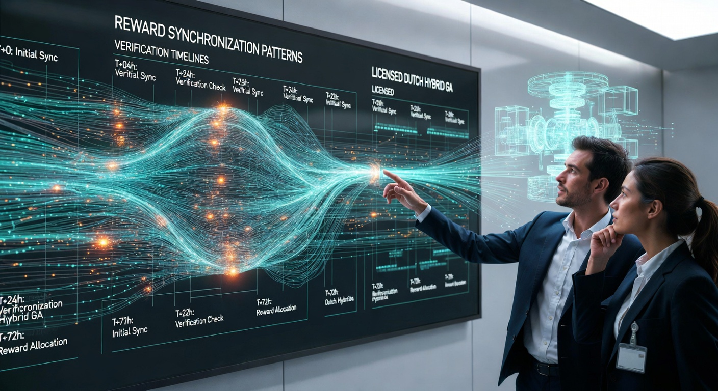 Diagram van gesynchroniseerde beloningsketens tussen verificatiestappen en hybride gameactiviteiten