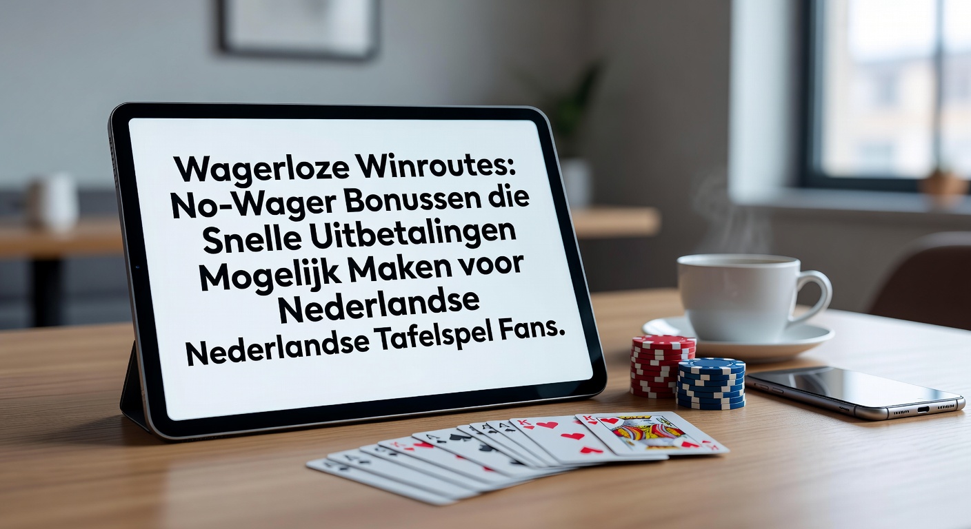 Een levendige afbeelding van een blackjacktafel met fiches en kaarten, symboliserend snelle winsten zonder inzetvereisten bij Nederlandse online casino's