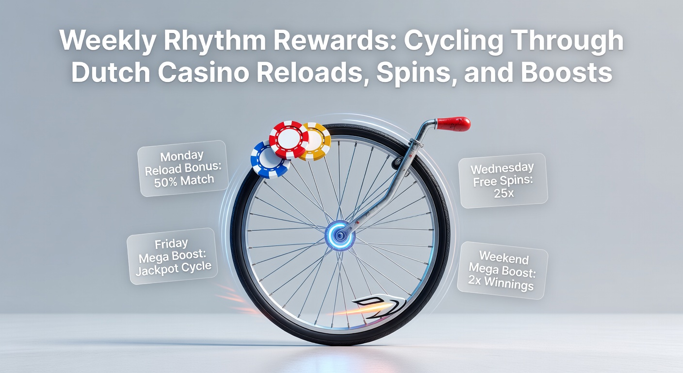 Grafiek met wekelijkse bonuscycli in Nederlandse online casinos, tonen reloads, spins en boosts in een ritmisch patroon